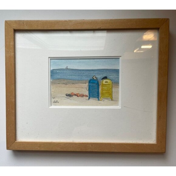 Mixed Media Artwork – Crystal Crescent Beach, Nova Scotia, Original Framed - Picture 1 of 4